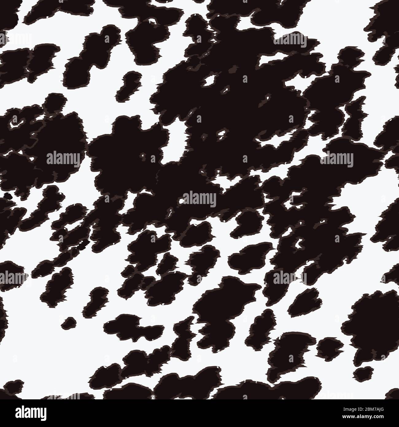 Nahtloses Longhorn Kuh/Pferd-Muster-Design mit schwarzen Punkten auf weiß. Vektor Tier-Print Strukturmuster mit schwarzen Flecken auf weißem Hintergrund Stock Vektor