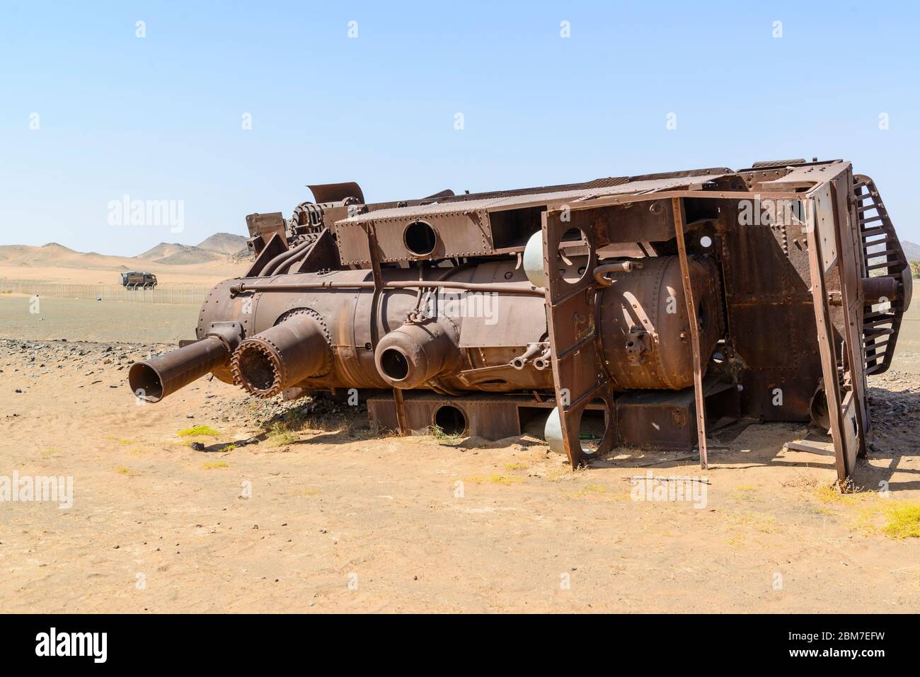 Der Zug wurde auf der historischen osmanischen Hejaz-Eisenbahn in Hadyjah, Saudi-Arabien, gesprengt Stockfoto