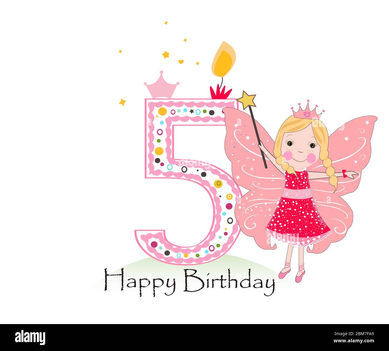 Geburtstagskarte Zum 5. Geburtstag Mädchen – Rosa Ballerina-Design, Für Tochter, Enkelin, Mit Umschlag
