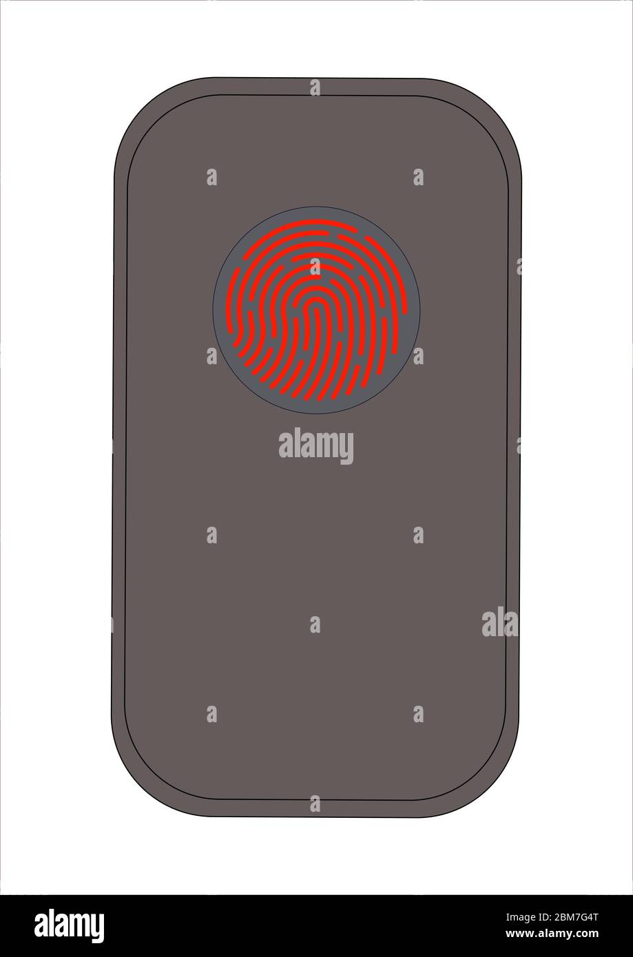 Biometrischer Fingerabdruck zur Identifizierung einer Person auf einem Smartphone. Stock Vektor