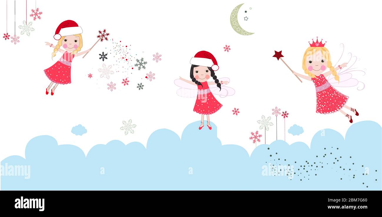 Süße weihnachtsengel. Frohe weihnachten Grußkarte Stock Vektor