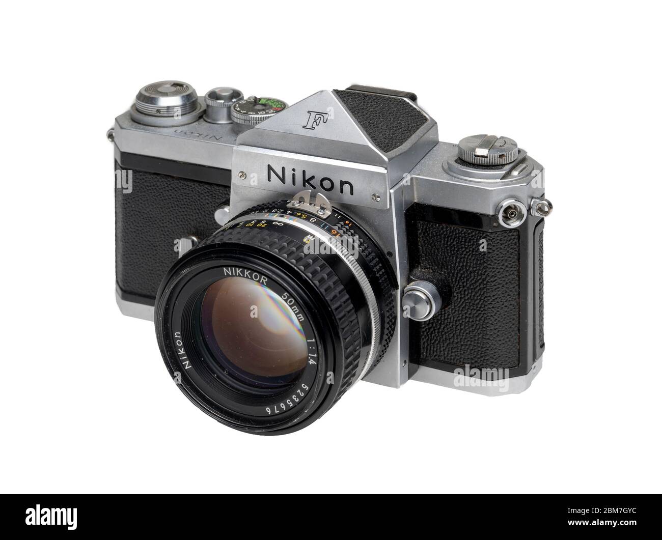 Nikon F Prisma Kamera mit 50 mm f/1.4 Objektiv Stockfoto