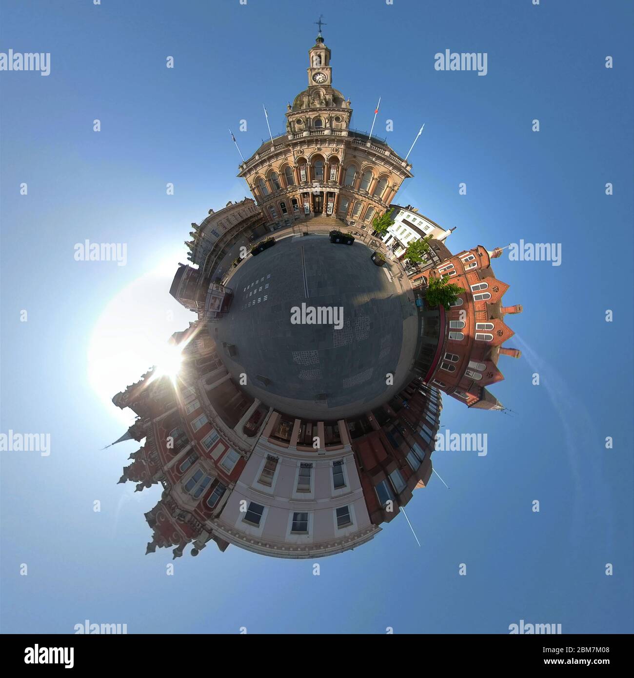 Eine 360-Grad-Ansicht des Cornhill in Ipswich, Großbritannien Stockfoto
