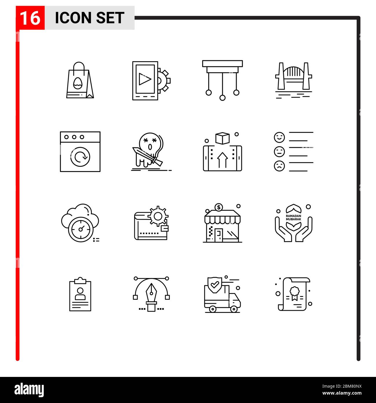 Universal Icon Symbole Gruppe von 16 Moderne Konturen von mac, sydney, Dekorationen, Hafen, Brücke editierbare Vektor Design-Elemente Stock Vektor