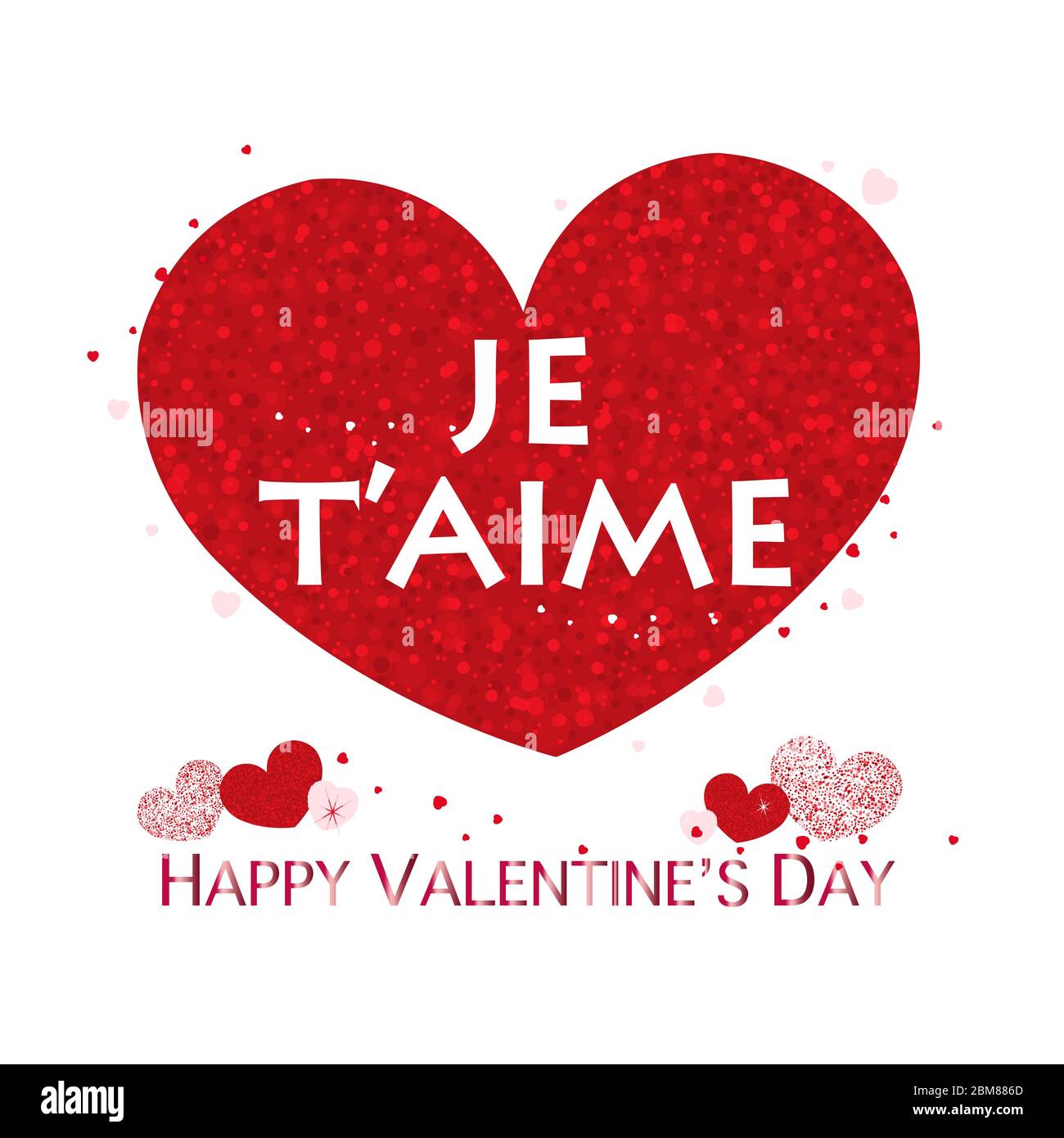 J E T Aime Text Rot Schimmerndes Funkelndes Herz Alles Liebe Zum Valentinstag Grusskarte Stock Vektorgrafik Alamy