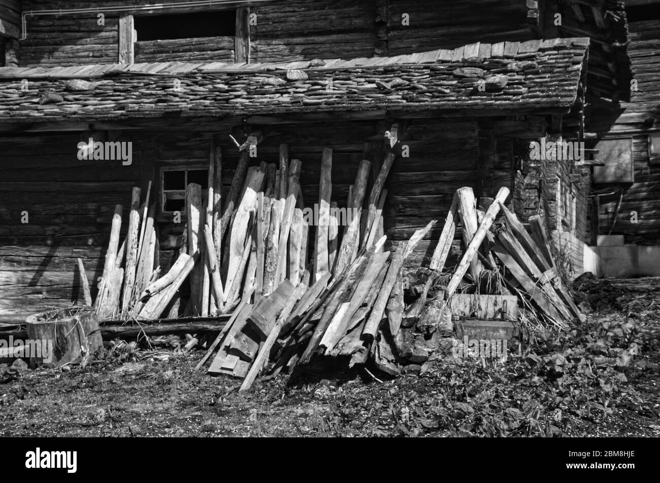 Matreier Tauernhaus, Felbertauern, Frühling, Alm, Almhütte, Hütten, Tradition, Landwirtschaft, Bergbauernhof, Gehöft, Almhütten, Haus, Holzhaus, histo Stockfoto