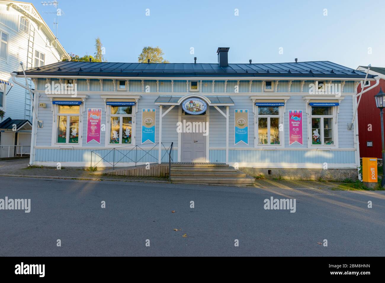 Portrait des Moomin-Shops im Freien in Naantali Finnland Stockfoto