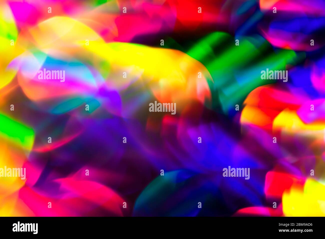 80er Jahre abstrakten Hintergrund mit lebendigen Regenbogen Neon Bokeh Stockfoto