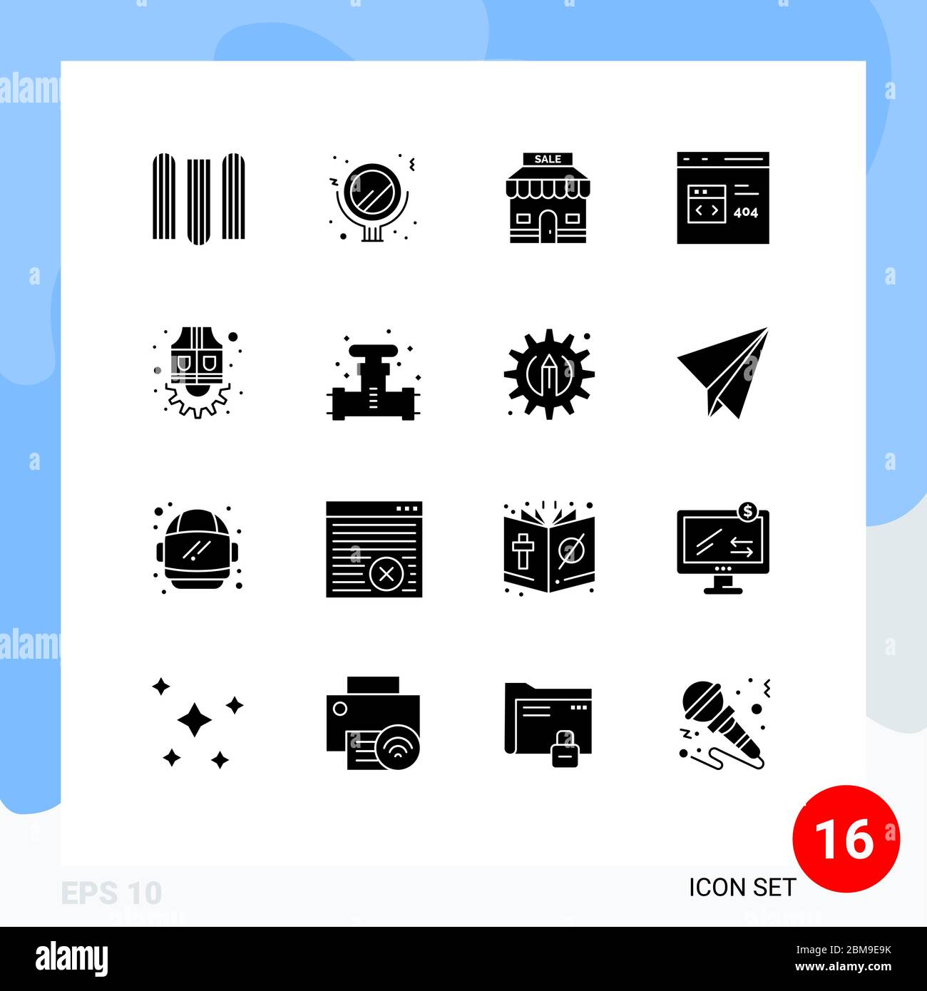 Set von 16 modernen UI-Symbole Symbole Zeichen für Arbeit, Jacke, Shop, Entwicklung, Codierung editierbare Vektor Design-Elemente Stock Vektor