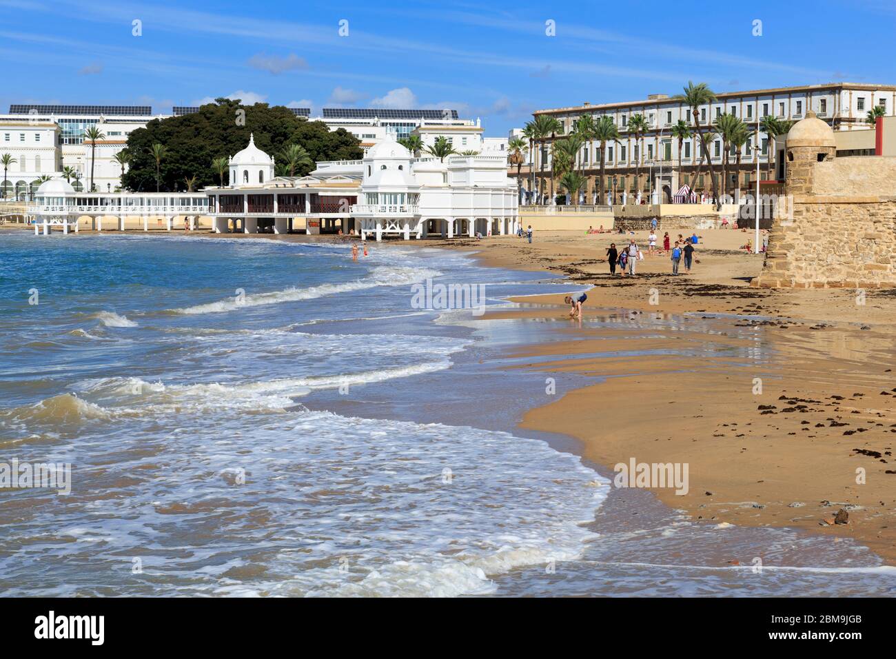 Unterwasser archäologischen Zentrum & La Caleta Strand, Altstadt, Cádiz, Andalusien, Spanien, Europa Stockfoto