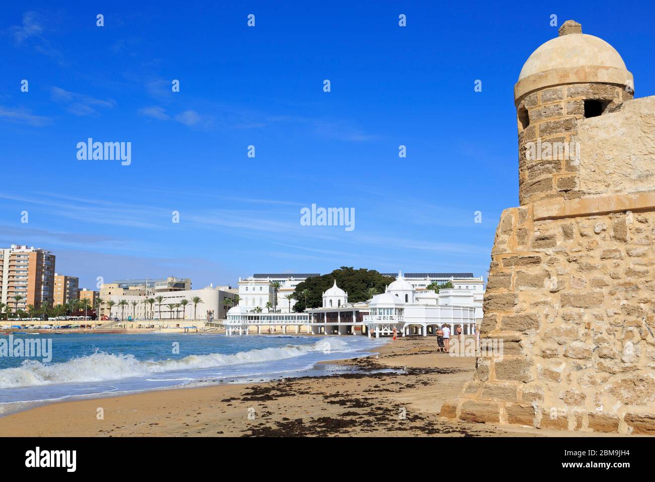 La Caleta Strand, Altstadt, Cádiz, Andalusien, Spanien, Europa Stockfoto