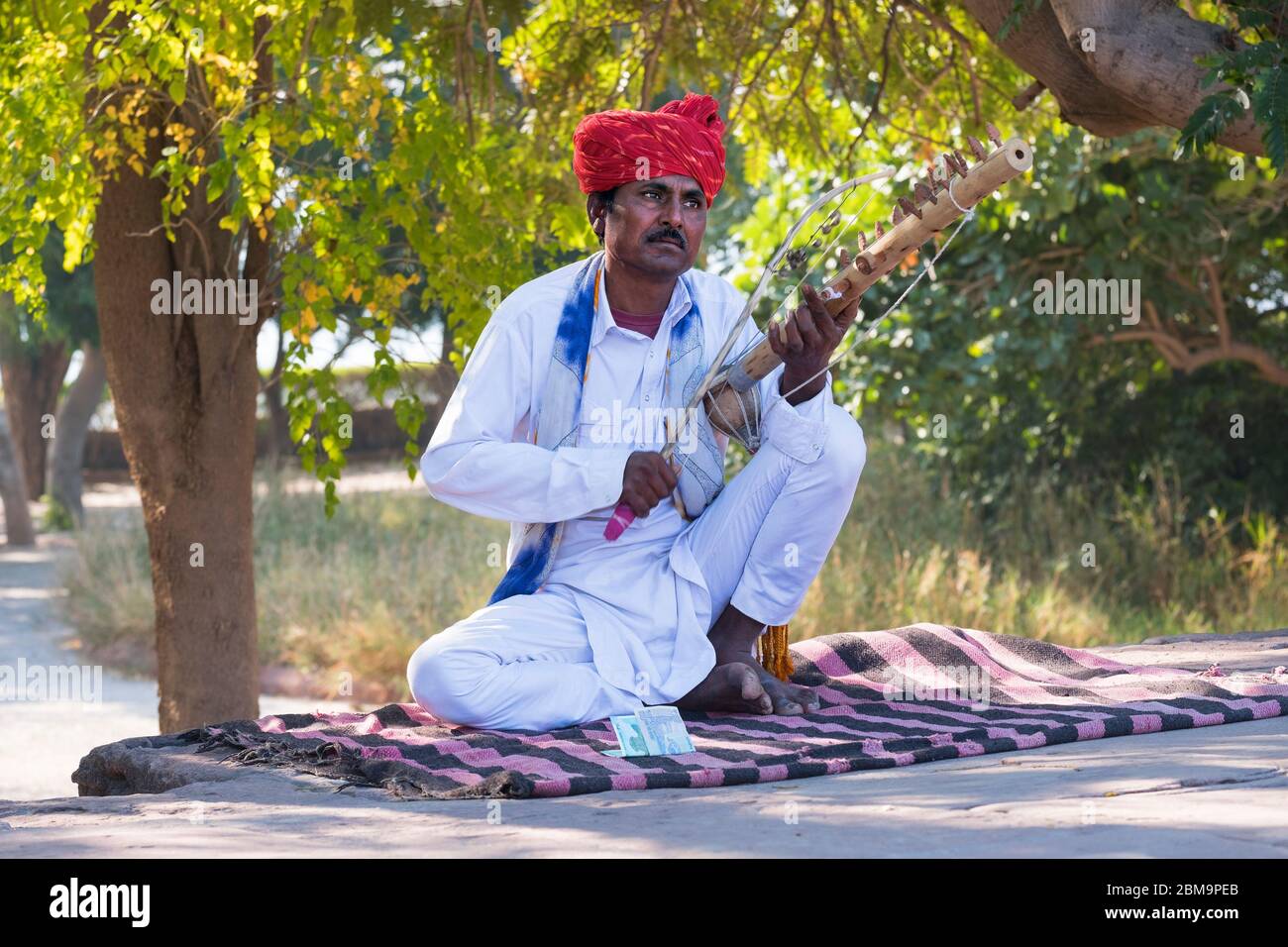 Musiker bei Jaswant Thada Jodhpur Rajasthan Indien Stockfoto