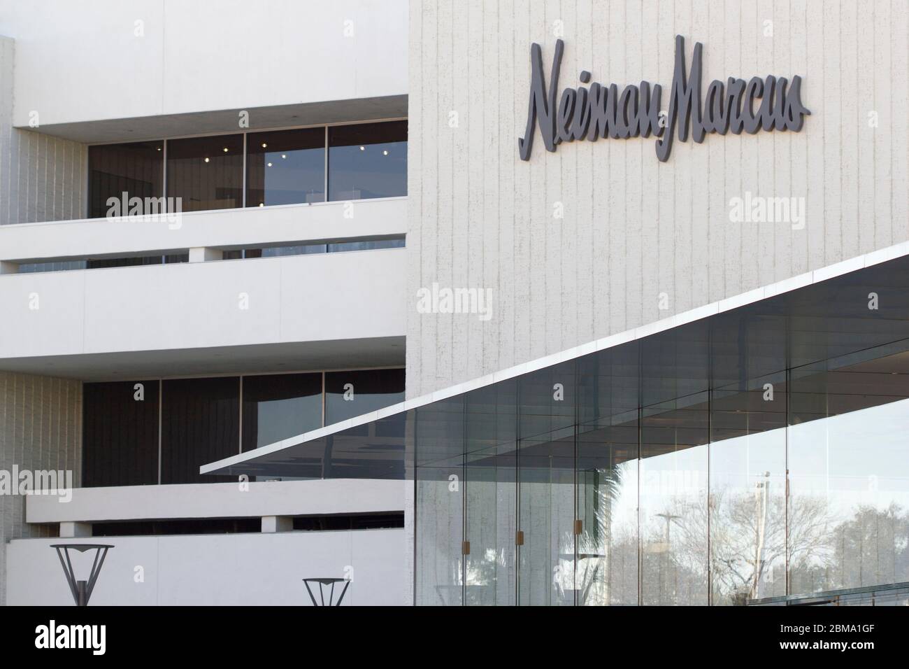 Amerikanische Kette von Luxuskaufhäusern Neiman Marcus Group's Palo Alto Standort. Das Unternehmen nähert sich dem Konkursgeschäft in der von PIMCO geführten Übernahme. Stockfoto