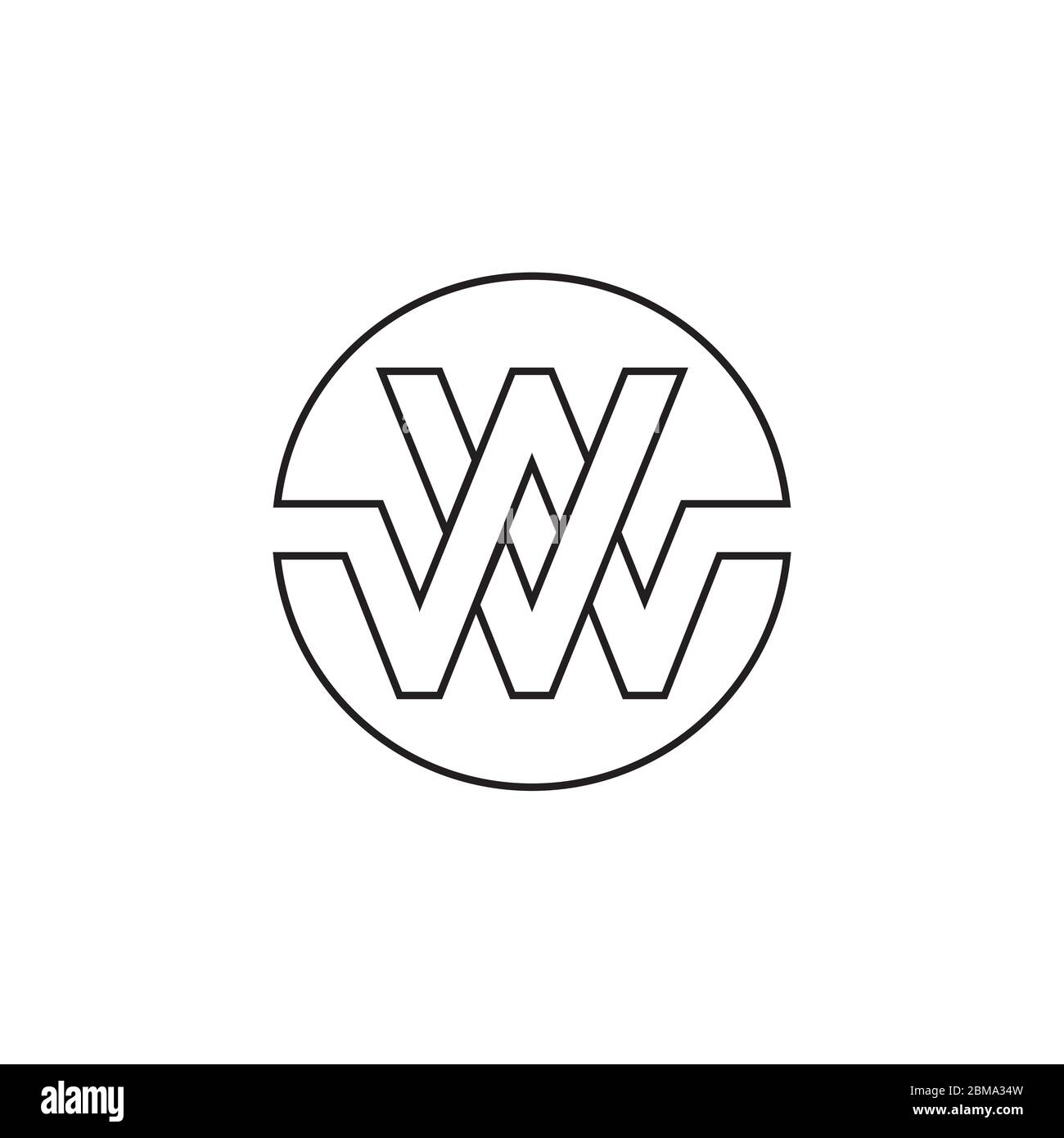 V W / W V Brief Kreis Linien Logo Design Vektor Stock Vektor
