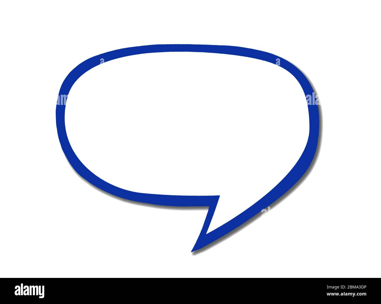 Marineblaue Sprechblase als Wolke mit dunkler Grenze auf weißem Hintergrund isoliert. Kopierraum. Symbol der Nachricht. Stockfoto