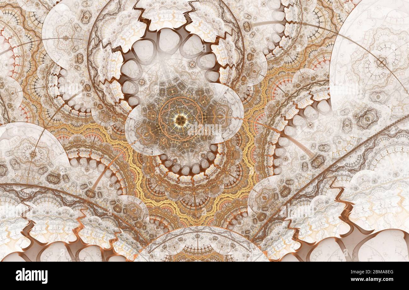 Fractal Julian Steampunk Schmuck Hintergrund - Fractal Art. Schöne fraktale Illustration. Perfektion in der Geometrie. Stockfoto