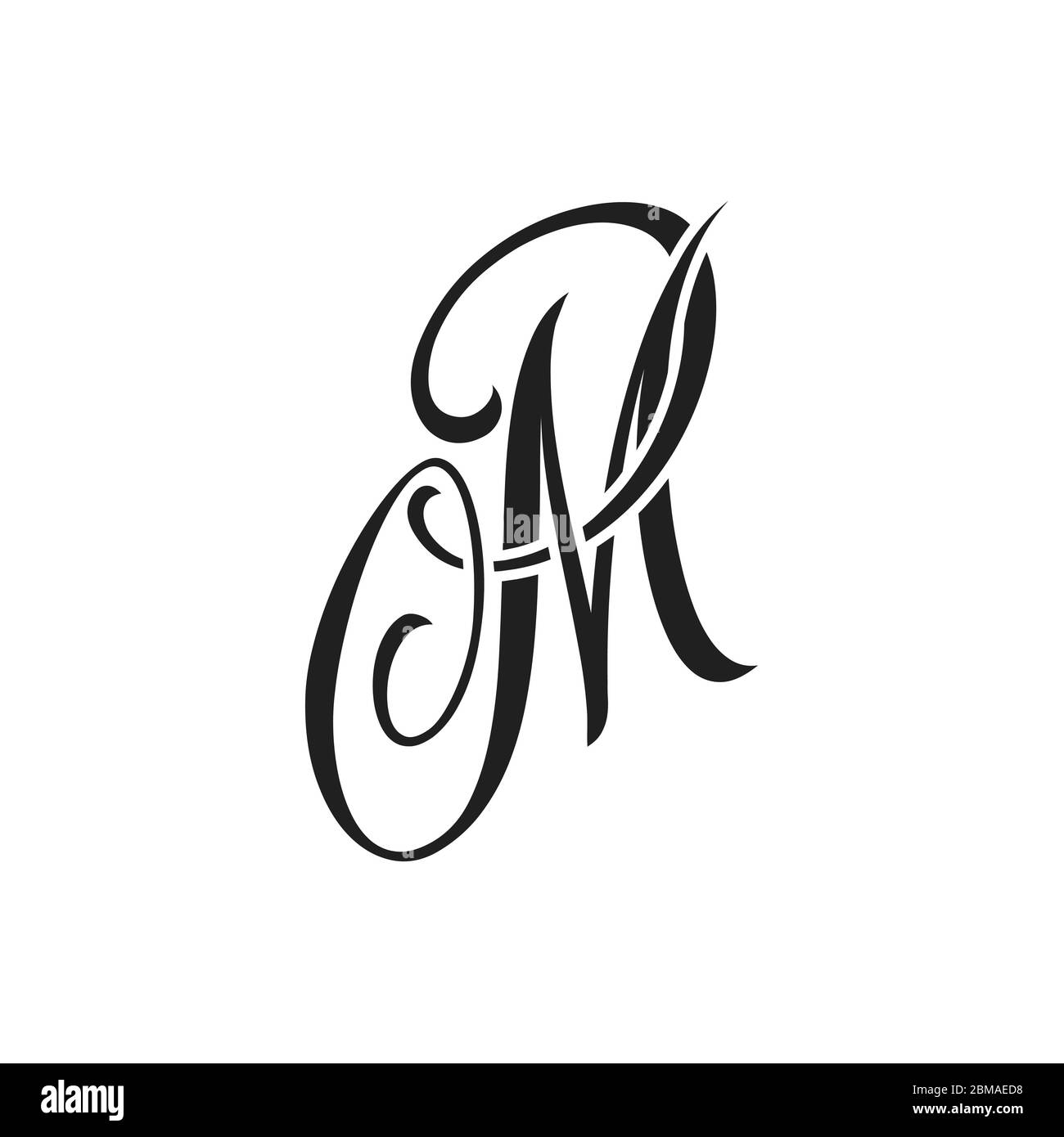 M Handschrift Tattoo Brief Design Vektor Stock Vektor