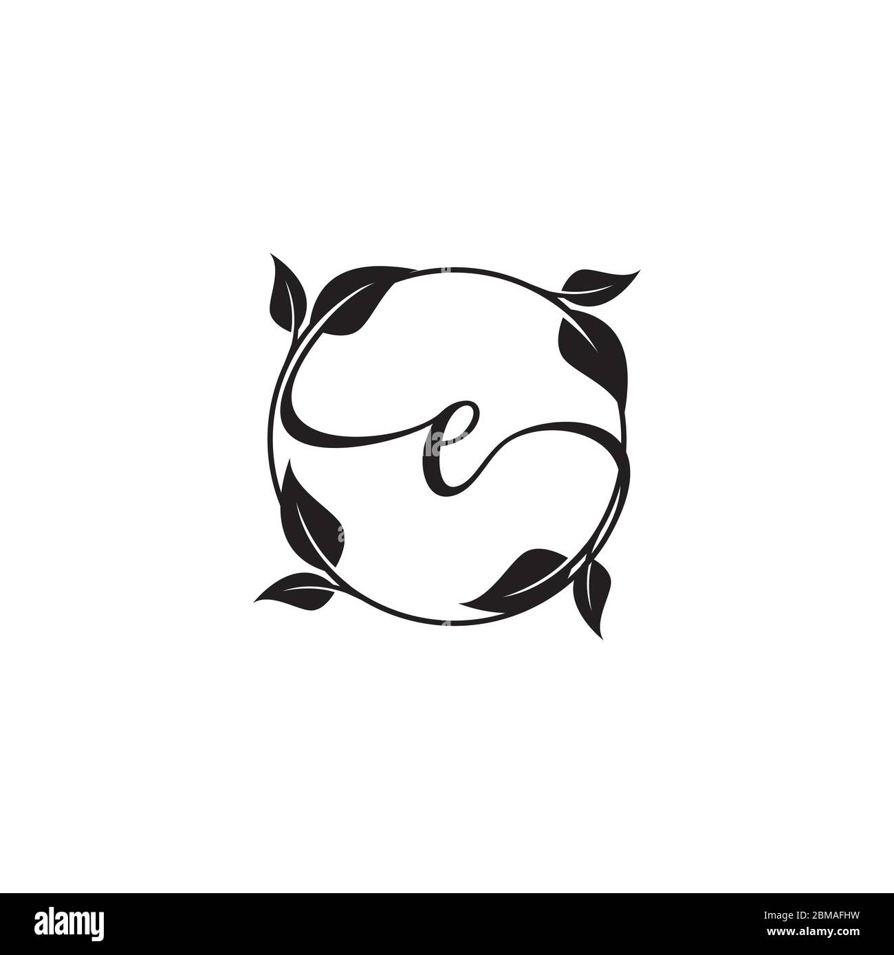 Kreis Blatt Buchstabe E Natur Logo Design-Konzept Stock Vektor