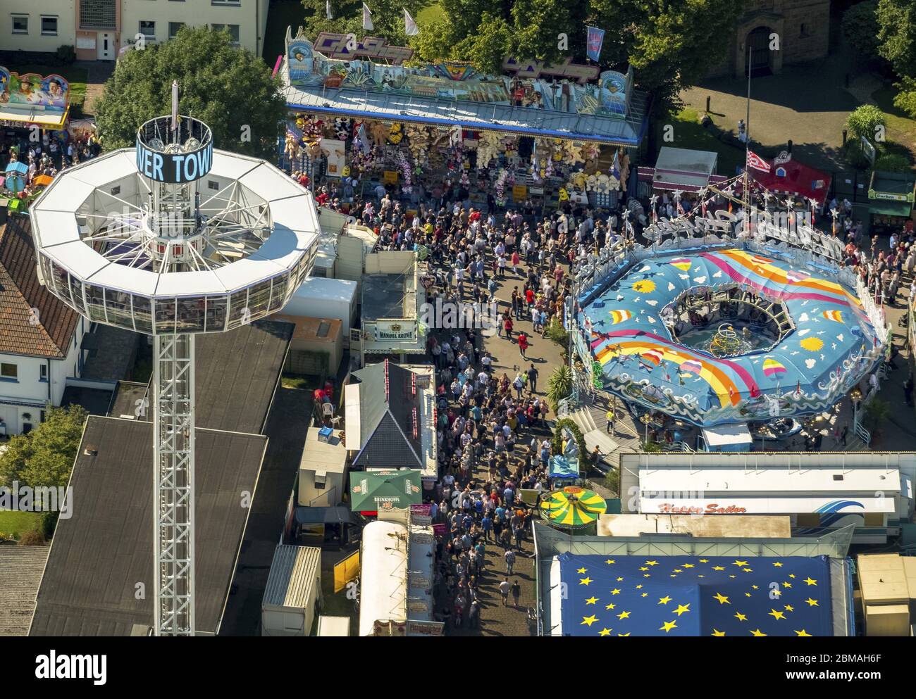, Fair Cranger Kirmes in Herne, 06.08.2017, Luftaufnahme, Deutschland, Nordrhein-Westfalen, Ruhrgebiet, Herne Stockfoto