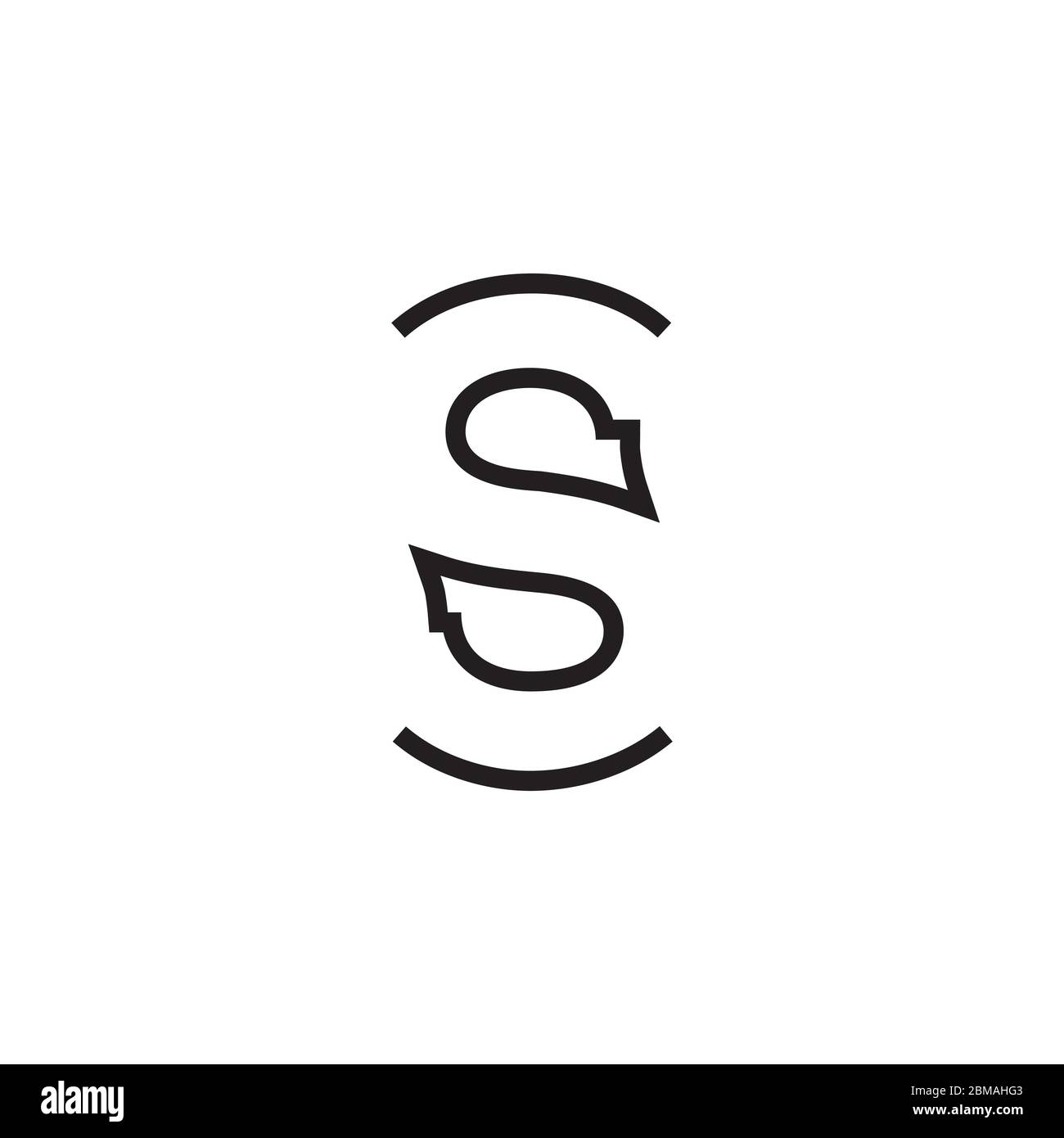 Linien gekrümmte Form Buchstaben S Design-Konzept Stock Vektor