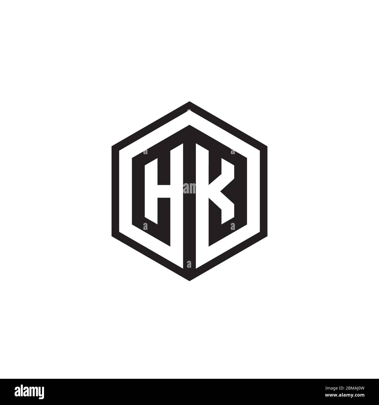 H K-Logo-Design mit Hexagon-Buchstaben Stock Vektor