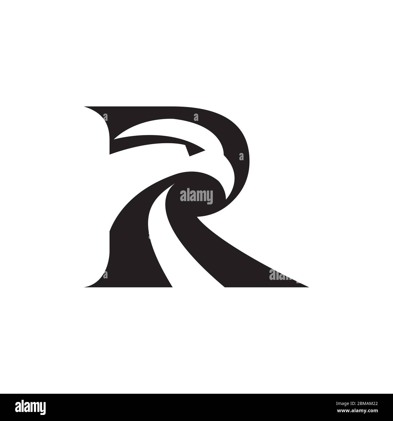 R Adlerkopf schwarz Logo Design Konzept Stock Vektor