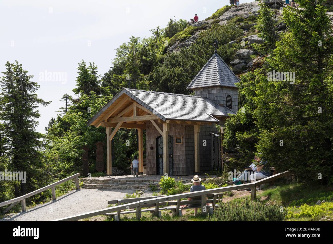 Auf dem Gipfel des Grossen Arber Stockfoto