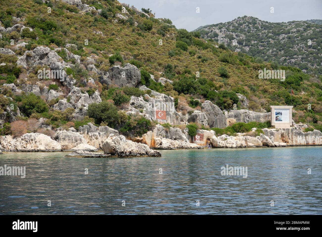 Kalekoy, Türkei - 03. Juni 2019: Historischer Ort, an dem das Schlachtschiff Hamidiye unter dem Kommando von Kapitän rauf Orbay zwei Tage lang anlegte 2. Februar Stockfoto