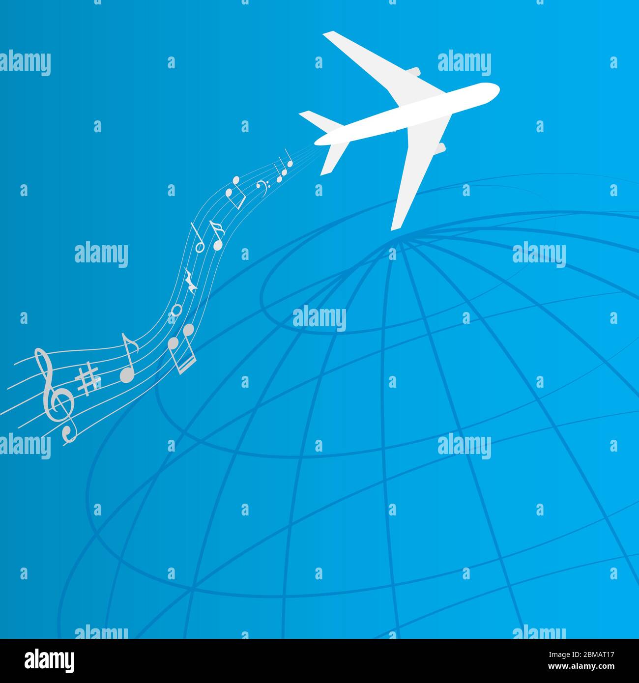 Flugzeug mit Noten, Entertainment-System-Konzept an Bord Stock Vektor