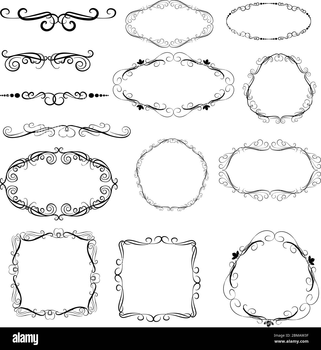 Der dekorative Rahmen, Grenzen, Teiler. Stock Vektor