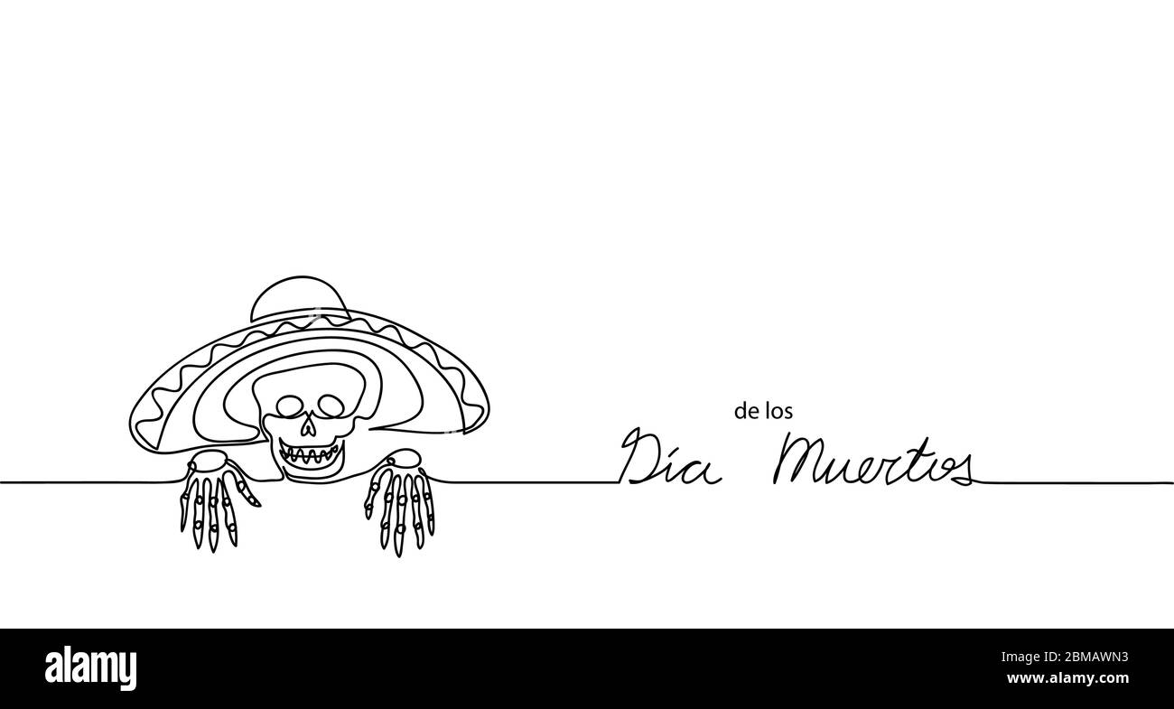 Dia de los muertos. Tag der Toten. vektor Hintergrund, Banner. Mexikanischer traditioneller Karneval, Weihnachtsbanner mit Totenkopf, Skelett und Sombrero. Dia de Stock Vektor