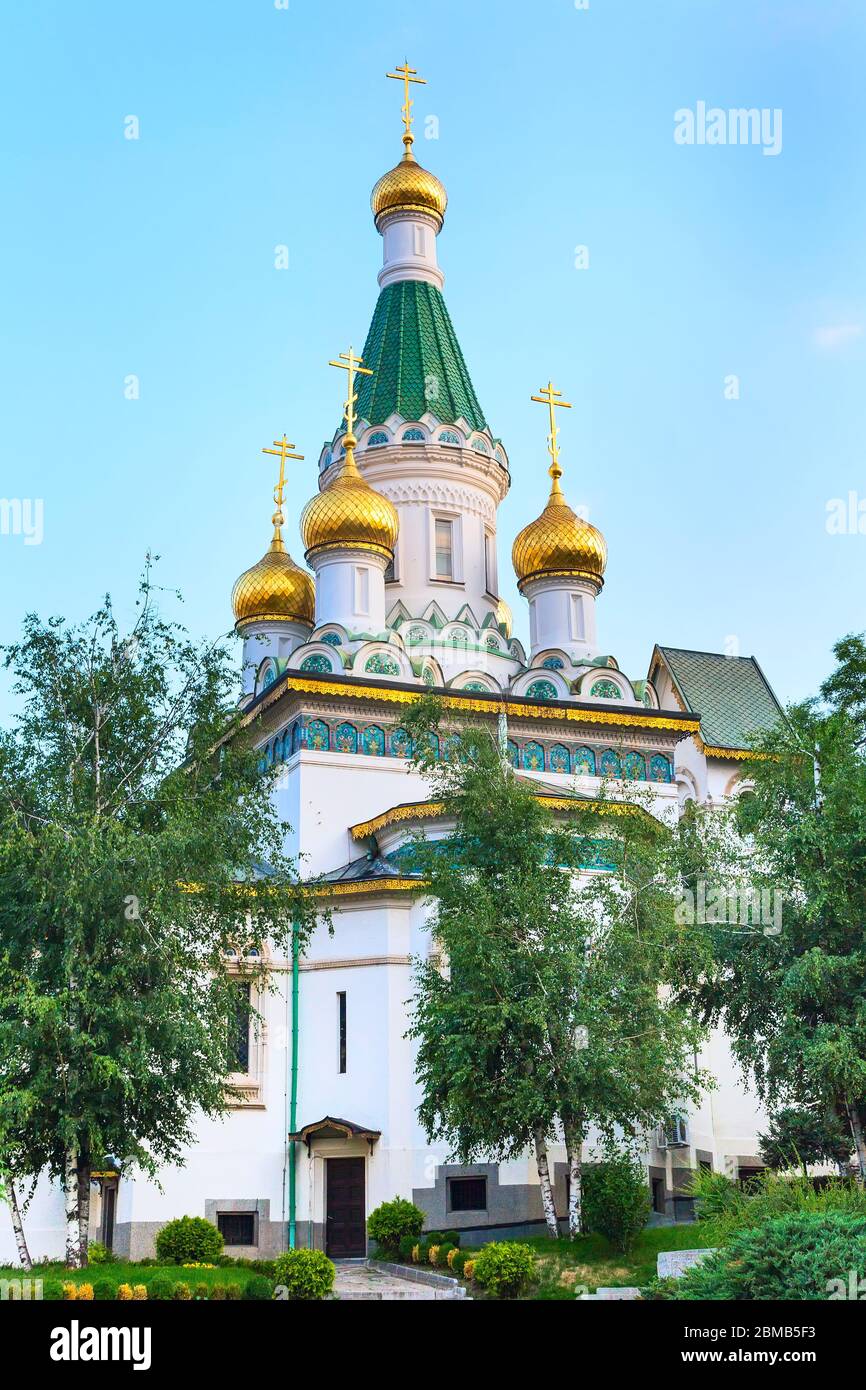Die russische St. Nikolaus Kirche im Zentrum der Stadt Sofia, Hauptstadt von Bulgarien Stockfoto