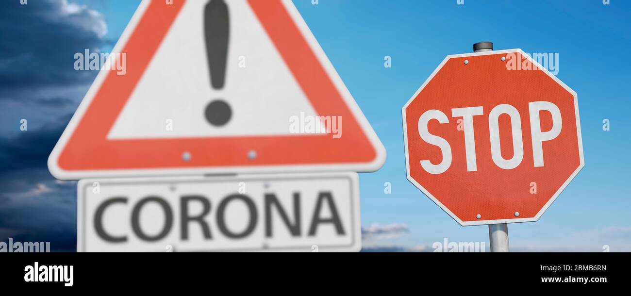 Corona, Coronavirus, Rückgang, stop, halten, stoppen, Deutschland, Corona-Virus, Europa, EU, Prävention, stop, Virus, Medizin, Forschung, weltweit Stockfoto
