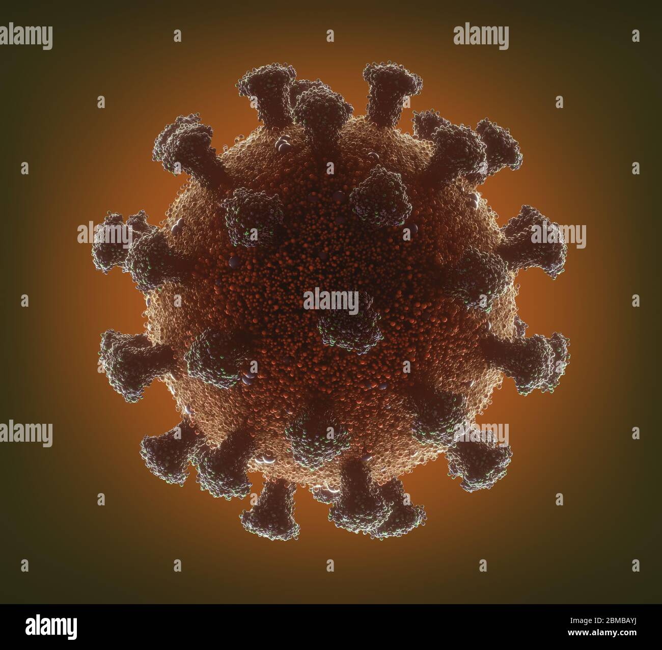 Virus konzeptionell mit Clipping-Pfad enthalten. Die Struktur eines Virus. Covid-19, Coronavirus, 3D-Abbildung. Stockfoto