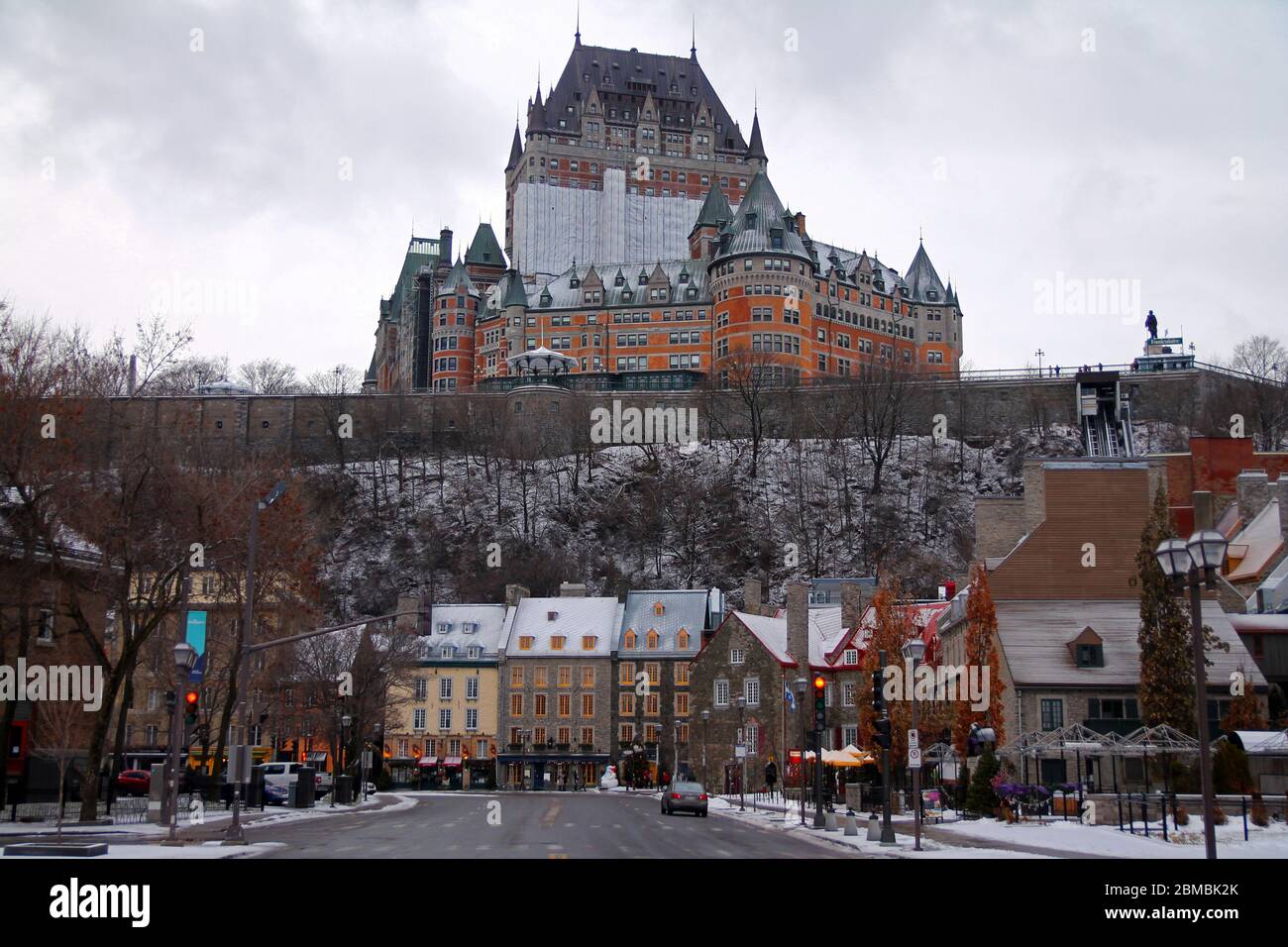 Die Quebecer Burg aus dem unteren Vieux Quebec in Kanada Stockfoto
