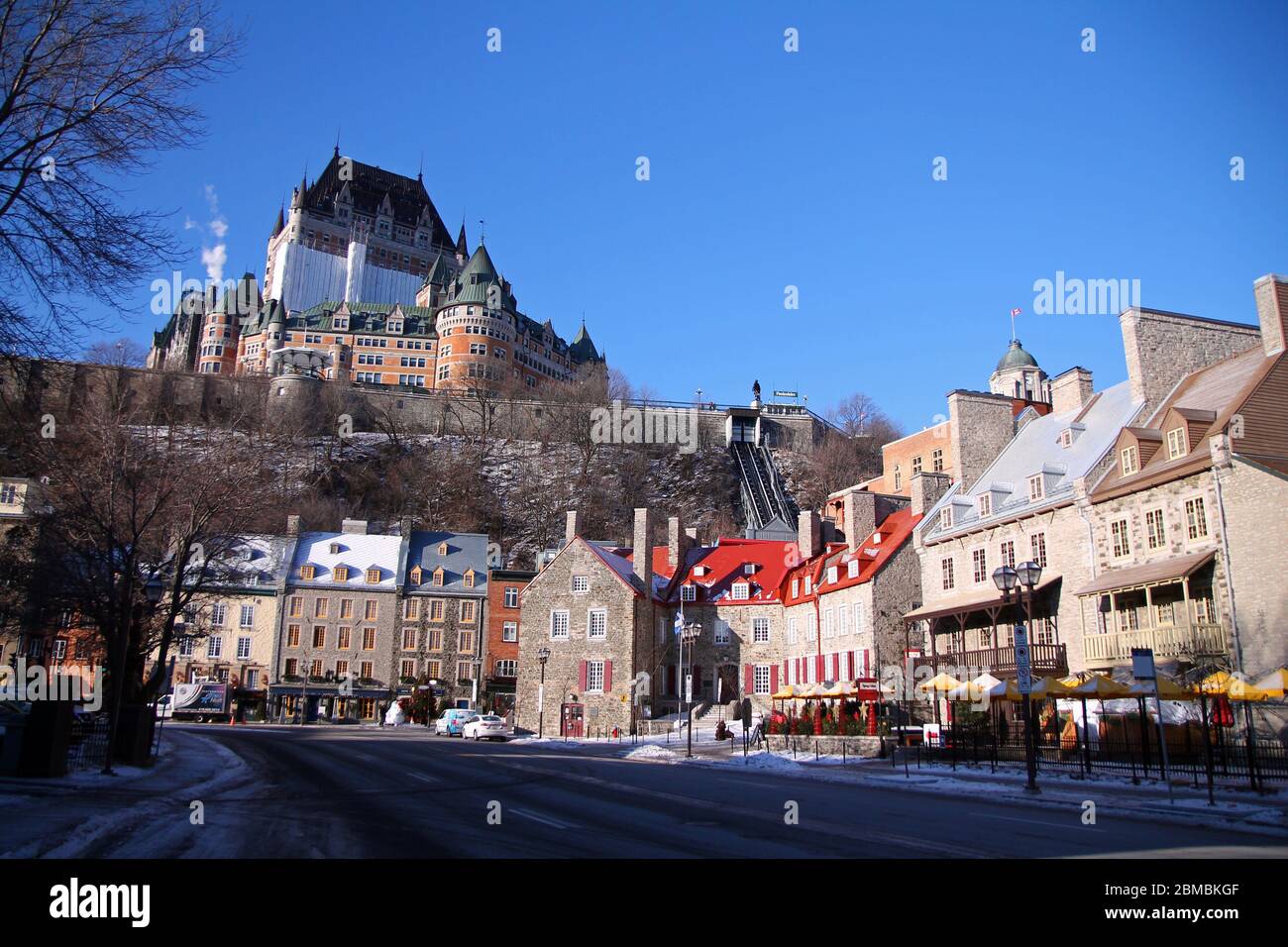 Die Quebecer Burg aus dem unteren Vieux Quebec in Kanada Stockfoto
