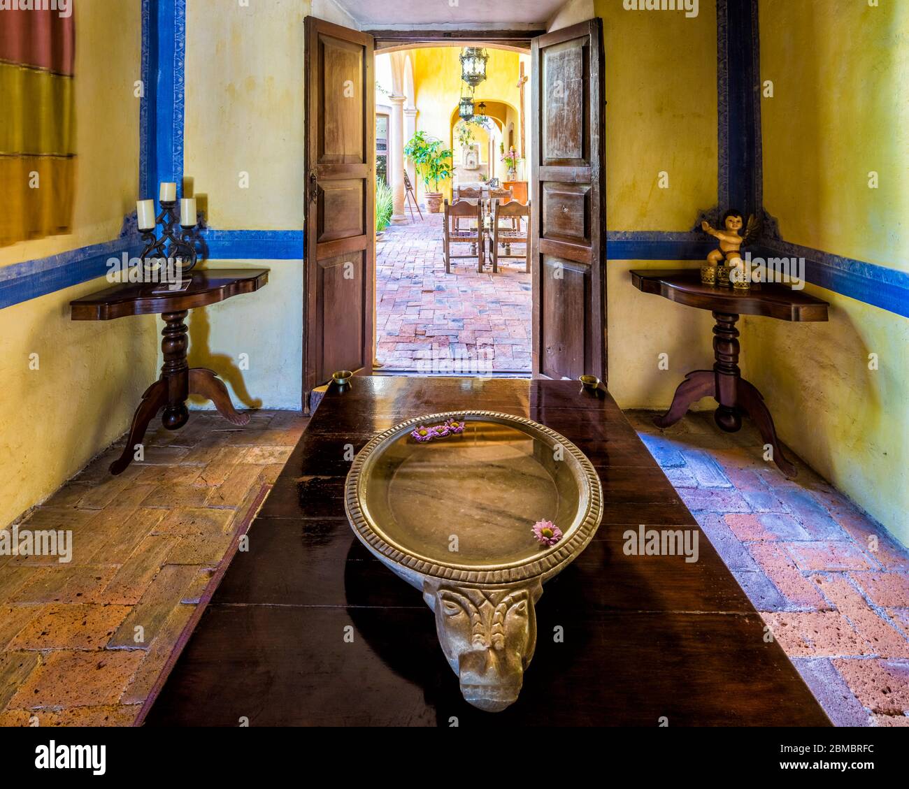 Innenaufnahme der Hacienda Sepulveda in Lagos de Moreno, Jalisco, Mexiko. Stockfoto