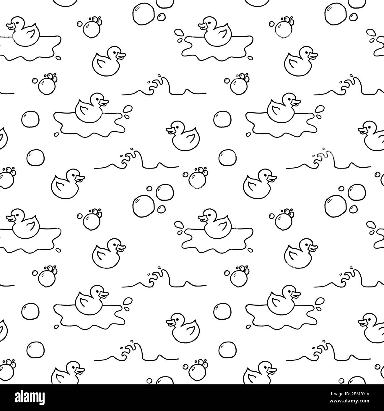 Entenbad Spielzeug Muster. Nahtlose Textur im Doodle-Stil. Stock Vektor