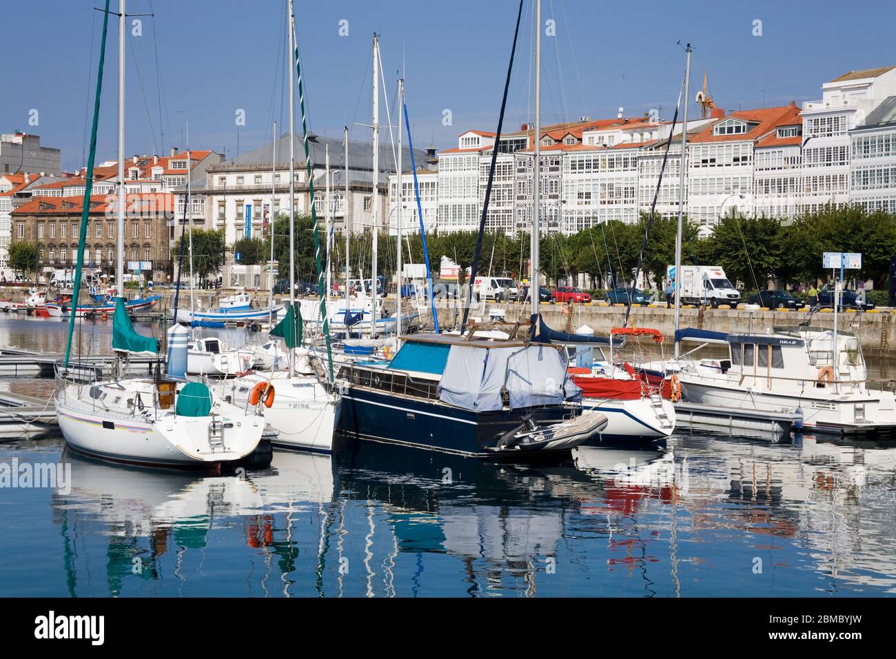 Yachten in Darsena Marina, La Coruna City, Galicien, Europa Stockfoto