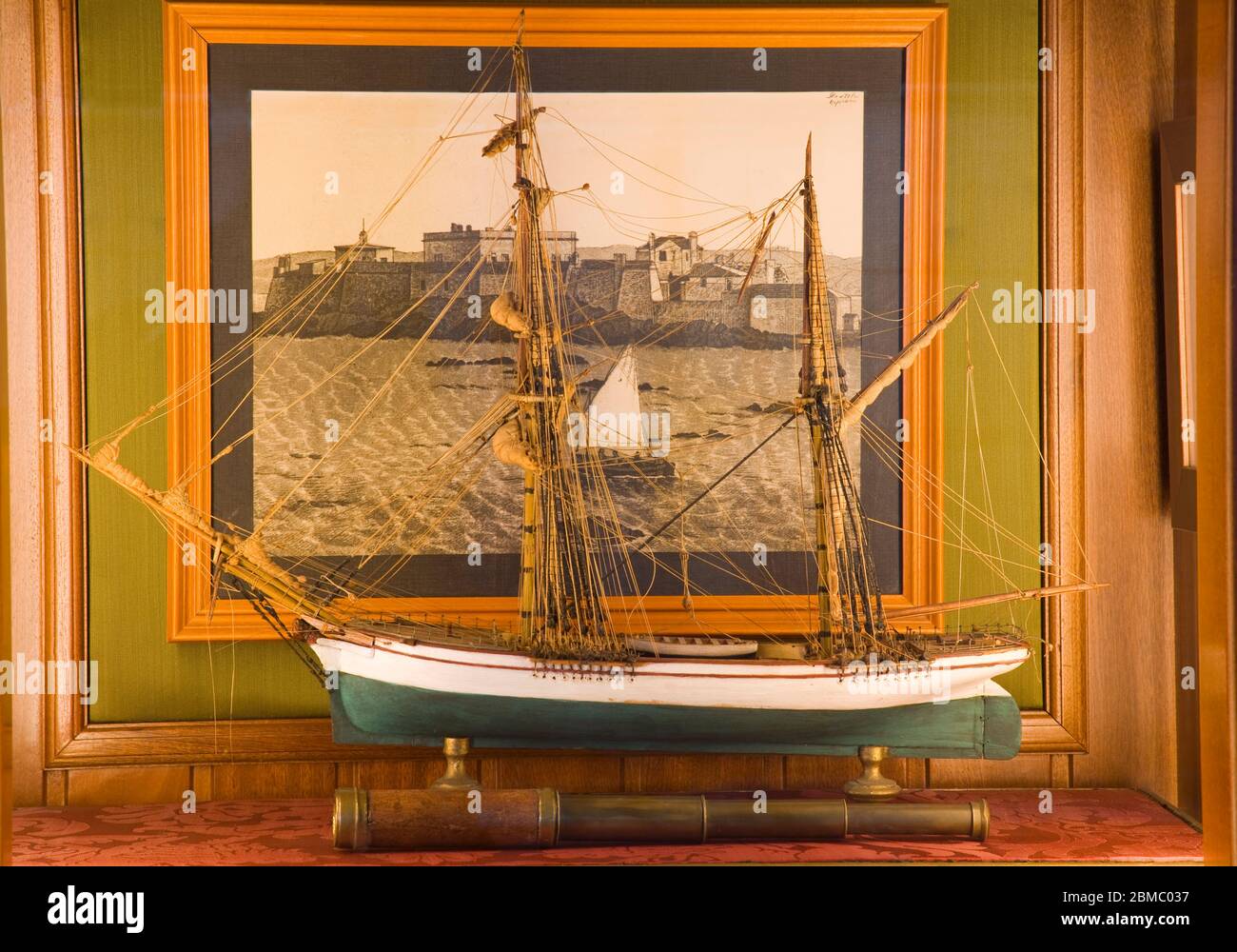 Modellschiff im Archäologischen Museum, Castillo De San Anton, La Coruna City, Galicien, Europa Stockfoto