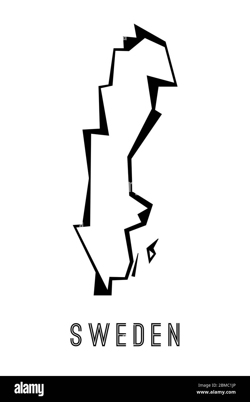 Schweden Einfache Vektorkarte Umriss. Land Form scharfe polygonale geometrische Stil Vektor. Stock Vektor