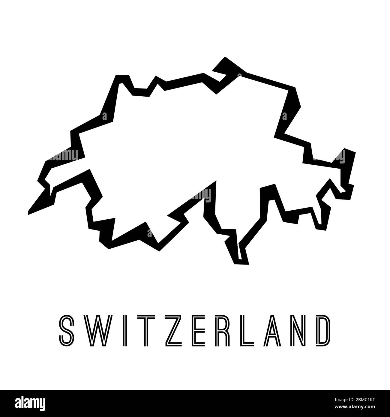 Schweiz Einfache Vektorkarte Umriss. Land Form scharfe polygonale geometrische Stil Vektor. Stock Vektor