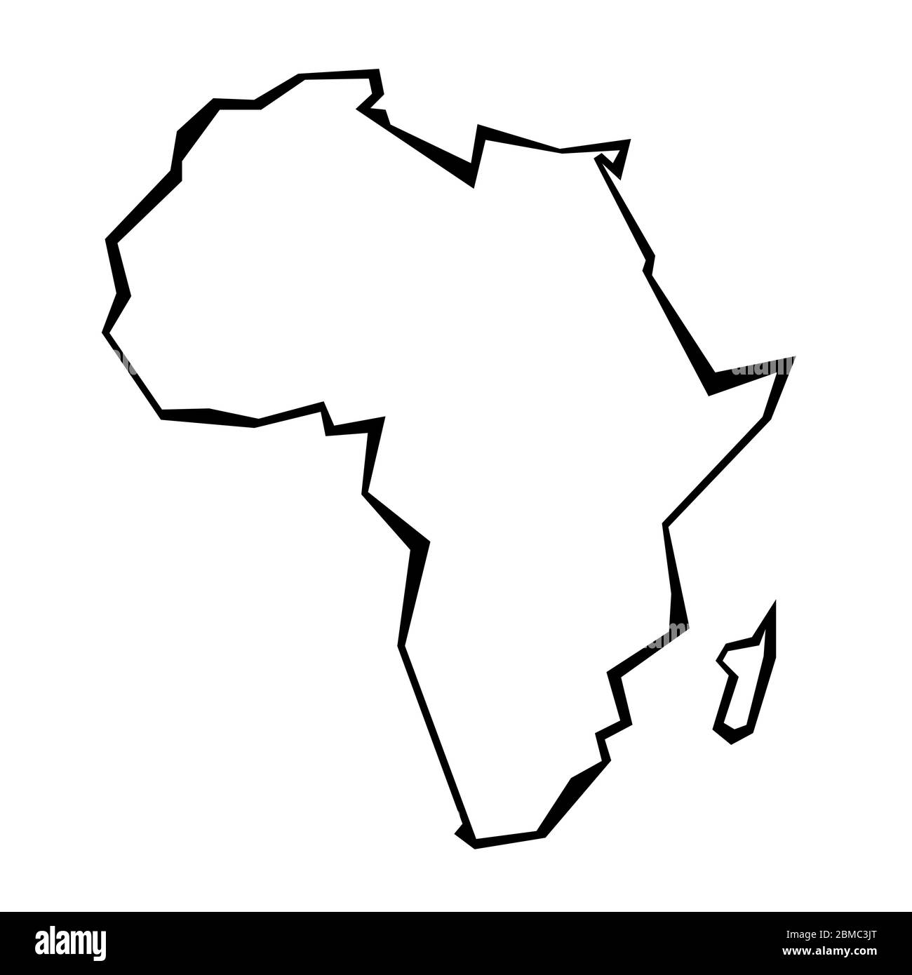 Afrika Karte umreißen - Kontinent Form scharf polygonalen geometrischen Stil Vektor. Stock Vektor