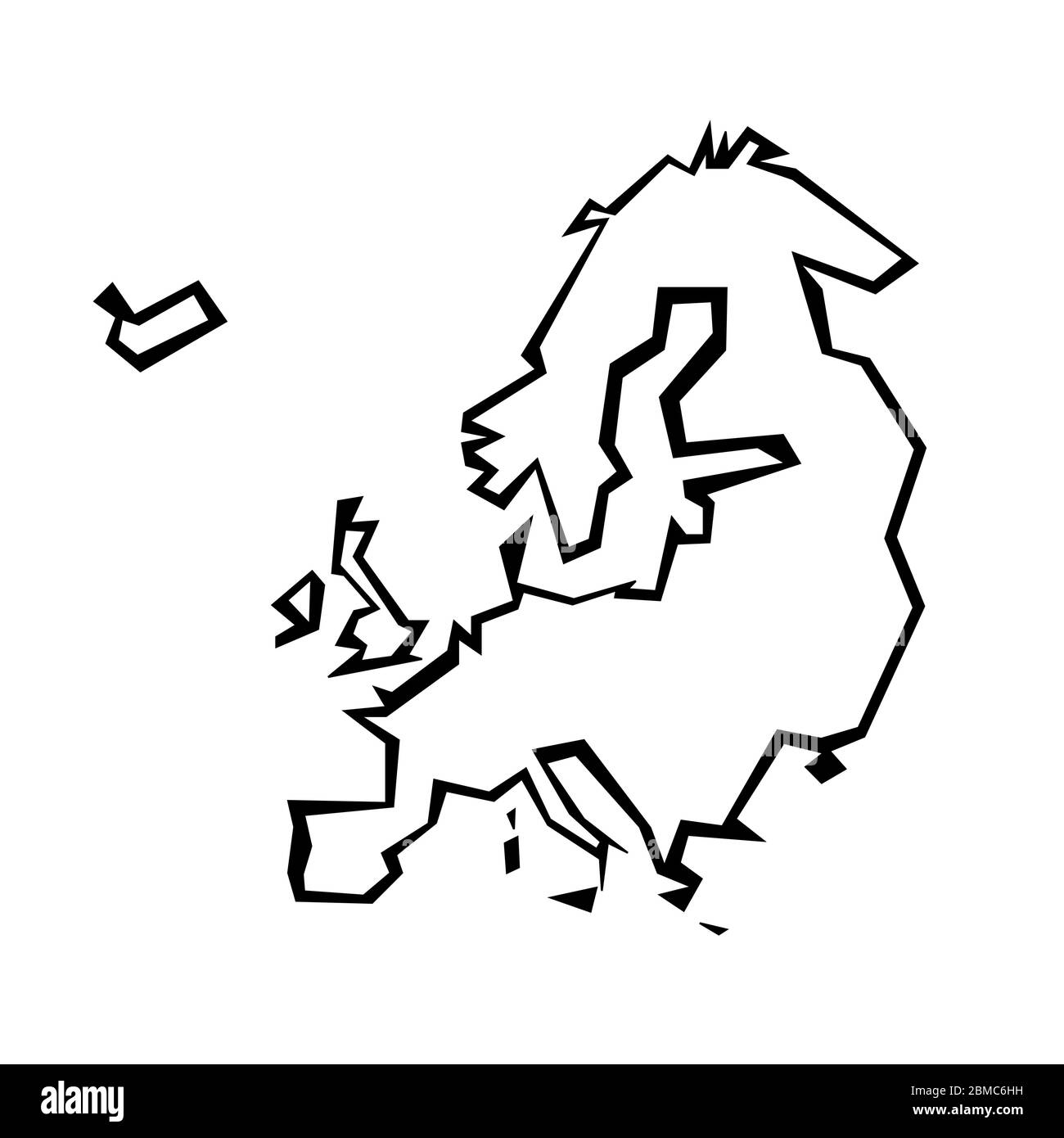 Europa Karte Kontur - Kontinent Form scharf polygonalen geometrischen Stil Vektor. Stock Vektor