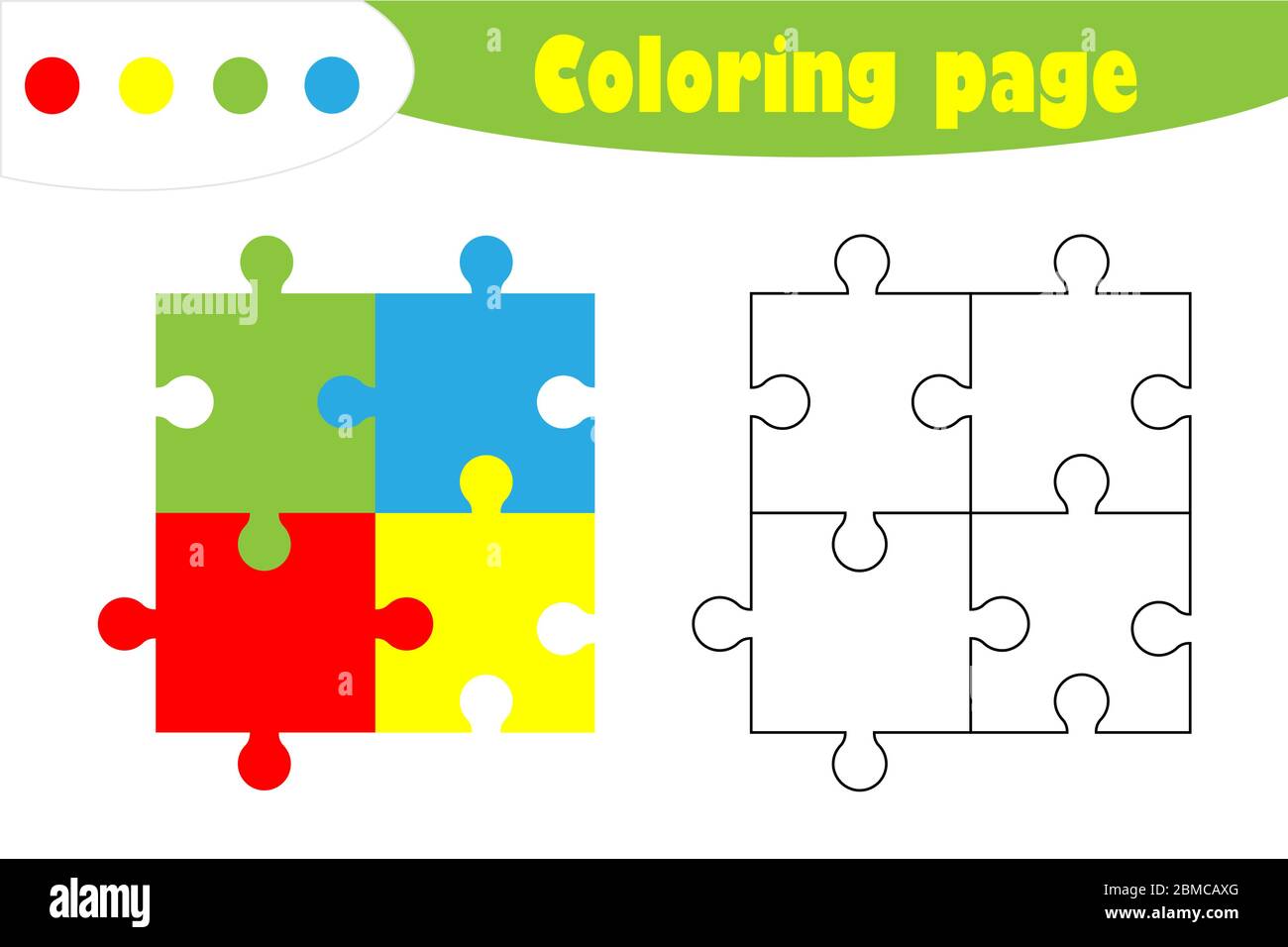 Puzzle im Cartoon-Stil, Malvorlagen, Bildung Papier Spiel für die