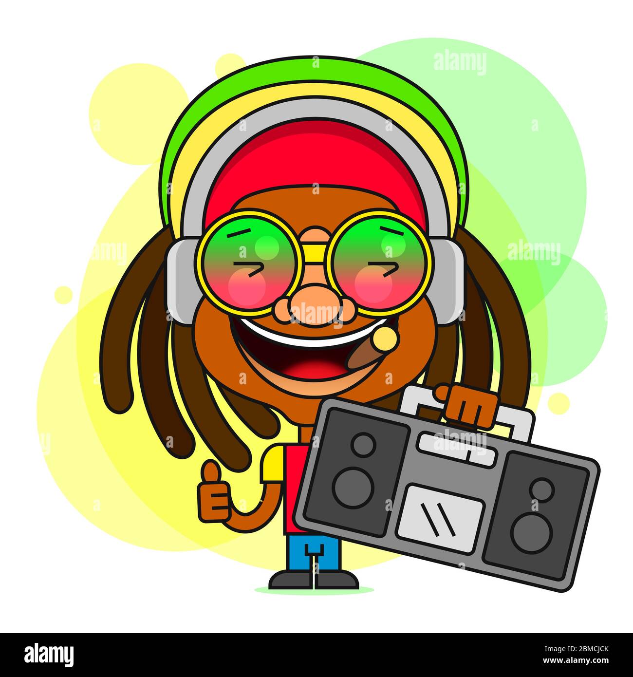 Mann mit Dreadlocks Frisur für Rastafarian und Reggae Thema Vektor Illustration geeignet für Grußkarten, Poster oder T-Shirt Druck. Stock Vektor
