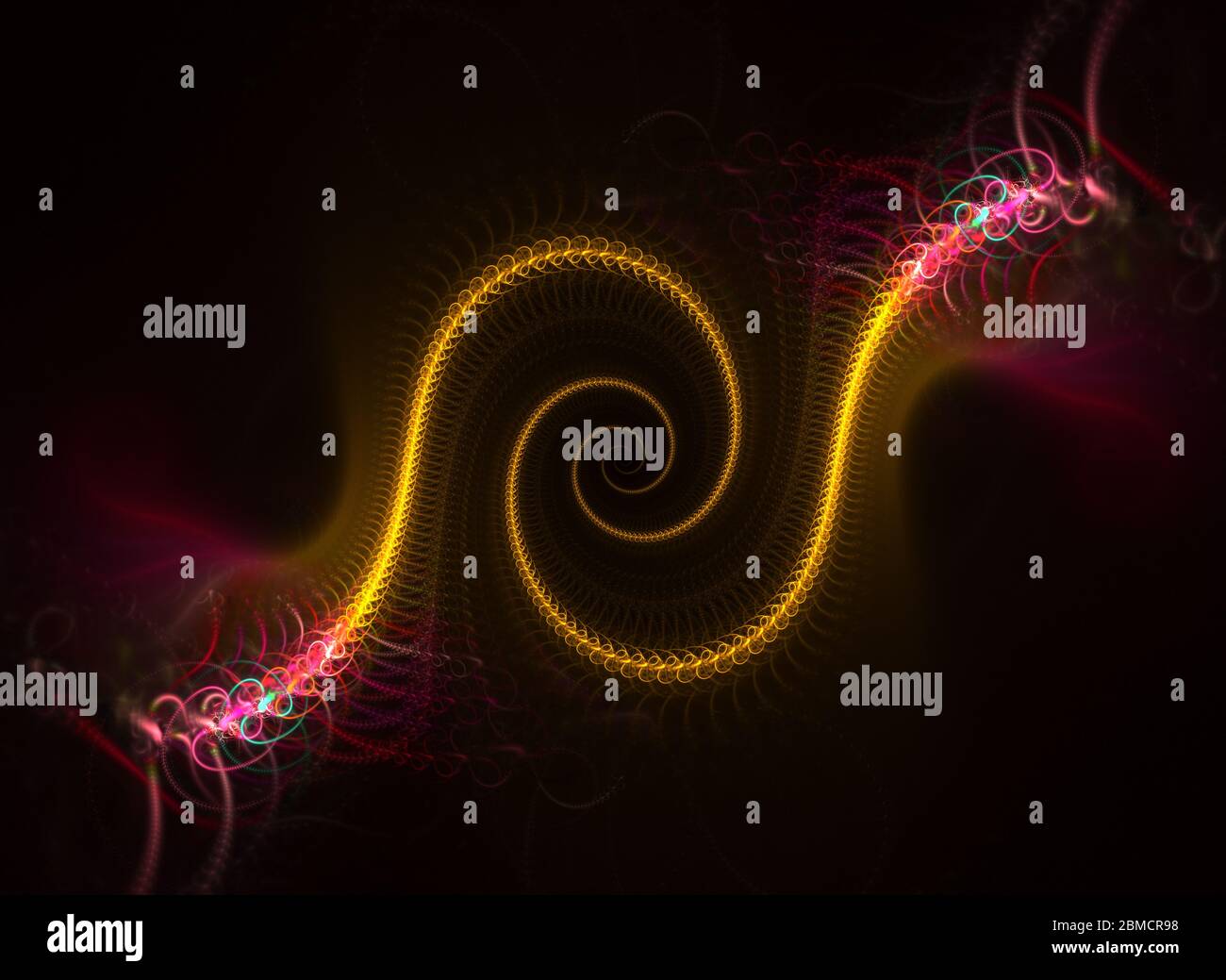 Bunte Ornament Doppel Spirale Effekt abstrakt fraktal Muster Hintergrund. Geometrische Spirale abstrakt fraktal. Geometrische Stilabstraktion Stockfoto