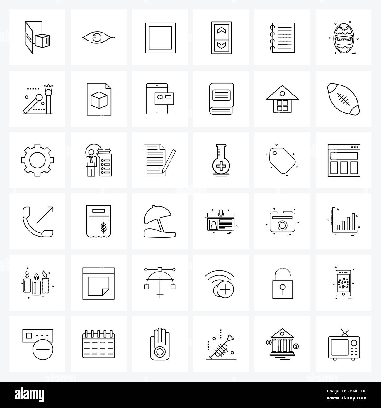Universal Symbole von 36 Modern Line Icons von Notizblock, medizinisch, bestätigen, vertikal, Kontrolle Vektor Illustration Stock Vektor