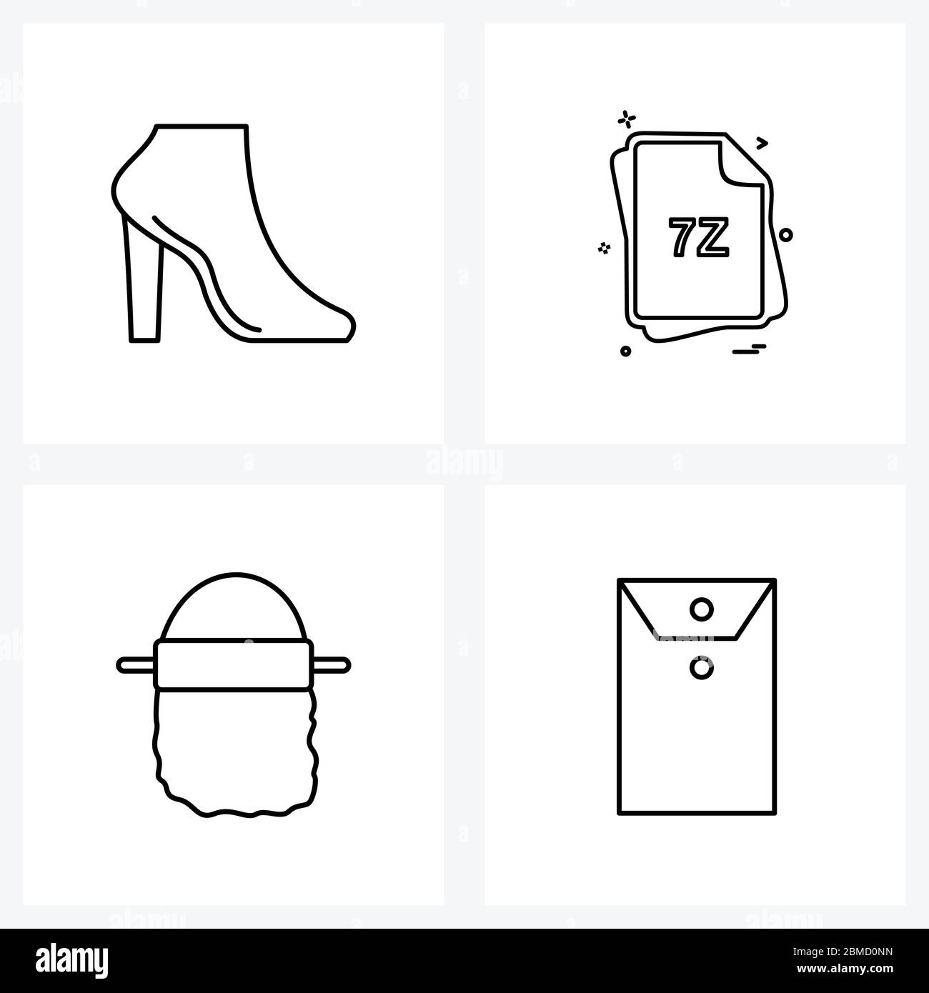 Mobile UI Line Icon Set von 4 modernen Piktogrammen aus Sandale, Brotschiebe, Schuhe, Dateityp, Kochen Vektor Illustration Stock Vektor