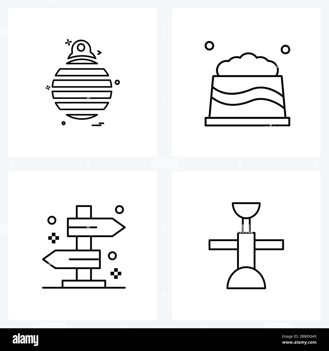 Mobile UI Line Icon Set aus 4 modernen Piktogrammen von Weihnachtsbällen; Zeiger; Tier; Gesundheit; Reise Vektor Illustration Stock Vektor